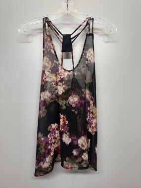 Lush Floral Print Boho Open Strappy Back Camisole